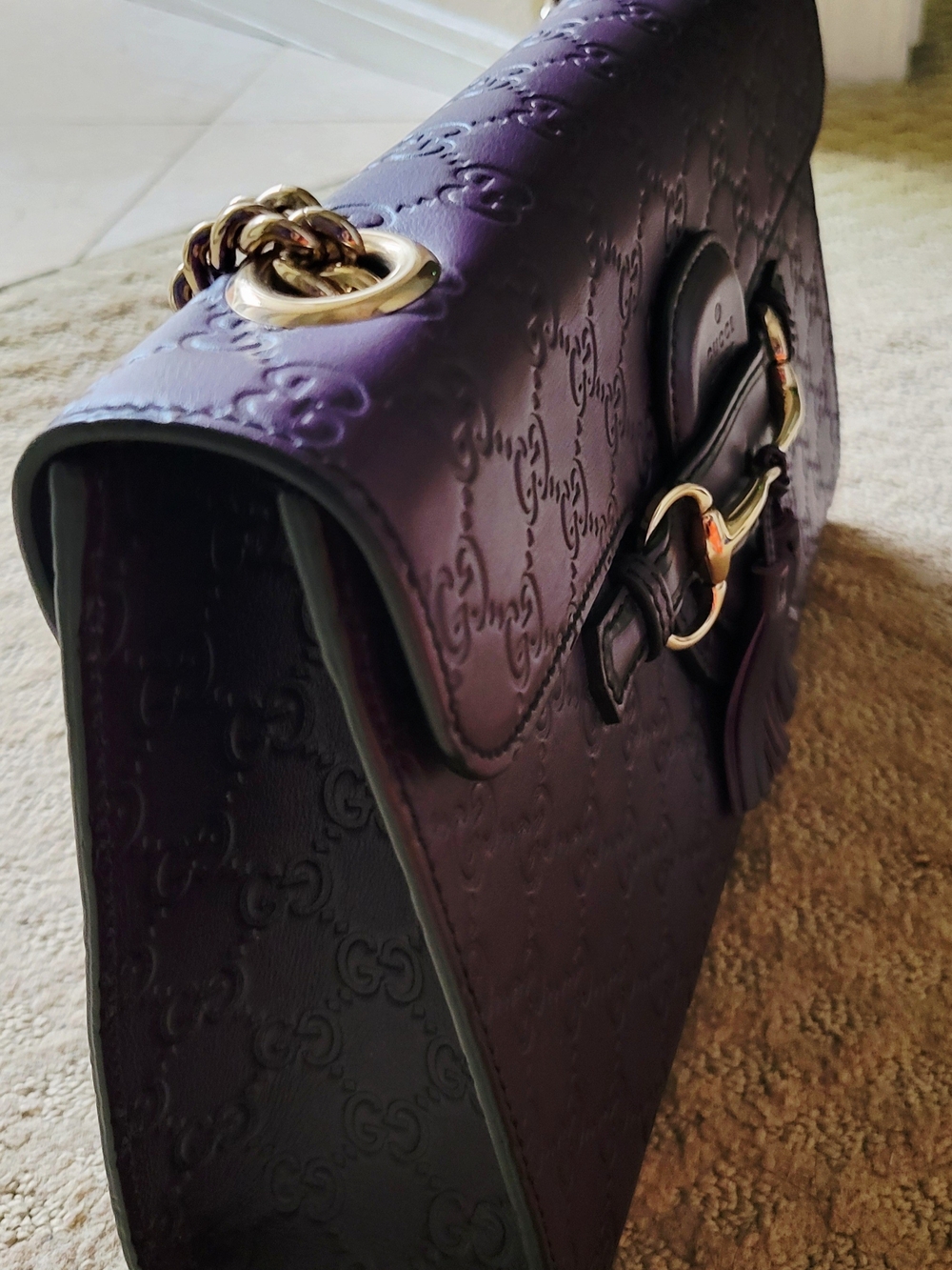 Gucci Emily Purple Guccissima Leather Medium Shoulder Bag - Picture 3 of 13